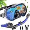 IEEILULU Set da Snorkeling per Adulti con Maschera Subacquea e Boccaglio, Maschera Snorkeling Anti Fog Panoramica 180°, Snorkel Set con Boccaglio a 3 Canali per Immersioni Nuoto (Nero)