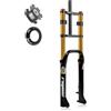LHHL Forcella fat bike 20/26x4.0 ammortizzata 180mm Escursione Forcella Aria MTB Tubo dritto Freno a disco QR 9x135MM forcella for mountain bike Regolazione smorzamento for eBike Snow Beach(Gold,20inch)