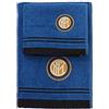 hermet Inter 8907 020 2120 Set Asciugamano e Ospite in Spugna, 100% Cotone, Nero/Azzurro, 100 x 60 x 1 cm