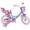 Denver Bike Bicicletta Bambina 14 Pollici Licensed My little pony 3-5 Anni, Rotelle Removibili, Freni Caliper Anteriore/Posteriore, Telaio Acciaio, Ruote Gonfiabili, Trombetta e Portabambola