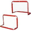 HOMCOM Set 2 Porte da Calcio Pieghevoli da Esterno con 4 Picchetti, Rete da Calcio in Metallo e Tetrolon, 90x36x60 cm, Rosso