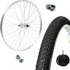 MADICKS Cerchio Ruota Anteriore Completa 26" x 1 3/8 con Copertone e Camera d'Aria - City Bike Olanda in Alluminio/Acciaio - Bicicletta Passeggio - Dadi di Fissaggio e Flap Inclusi