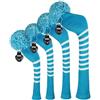 Scott Edward - Set di 4 coperture per mazze da golf, lavorate a maglia individuale, adatte per driver Wood (460 cc) 1, Fairway Wood 2 e Hybrid(UT) 1, per golfisti maschio/femmine, Blu e bianco a righe