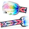 ROCKBROS Maschera da Sci Adulto e Bambini, Ski Goggles per Sci Snowboard, Occhiali per Sciare, Anti-UV, Antiappannamento Antivento, Lenti rivestite, Uomo Donna
