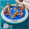 AWEMUFA 8 ft Anello Galleggiante Zattera Lago per Adulti 8 Pollici Spessore Amaca Acqua Gonfiabile Multi-Persona Party Giocattoli Acqua Rotondo Menta Verde Piattaforma Dock Circle Float Island Pad