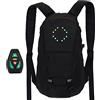 Generic Zaino con indicatori di direzione a LED - Zaino riflettente con telecomando luminoso, accessorio impermeabile per zaino da viaggio per bicicletta per uomo e donna