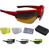 BBB Cycling Occhiali Sportivi Tre Lenti Intercambiabili, Occhiali da Sole Leggeri, Mezza Montatura Protezione UV400, Ideali per Ciclismo Sports Glasses Impulse BSG-62 Rosso