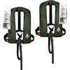 12skipper Set di 2 12skipper giubbotti di salvataggio automatici 165N ISO con imbragatura, verde oliva incl. 2 kit di manutenzione