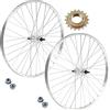 ECOVELO COPPIA RUOTE/CERCHIO ANTERIORE + POSTERIORE BICI 1V 26 x 1 3/8 + PIGNONE 18T PER CITYBIKE EPOCA OLANDA