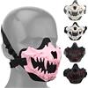 AQzxdc Outdoor Airsoft Shooting Face Protection Gear Doppia Cintura Metallica Rete Metallica in Acciaio Mezzo Viso tattico Airsoft Maschera,Rosa