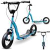 HyperMotion Monopattino per Bambini 5 Ruote Gonfiabili Blu da 12 Pollici Manubrio Regolabile Freno A Mano Ampio Pedana Struttura in Acciaio fino a 50 kg