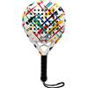 Sport1 racchetta da padel Winner 100% fibra di carbonio. Forma rotonda per giocatori avanzati. Pala reattiva e resistente ideale per giocatori con colpi potenti. Bianca con fantasia, unica