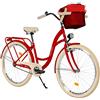 Generic Bici da donna con cestino, stile vintage, 28 pollici, rosso, 1 marcia