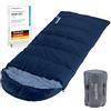 Skandika Dundee Junior - sacco a pelo bambini - 175x70 cm - borsa compressione - Fodera in flanella di cotone (blu scuro)