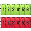 Fesjoy Maglie da calcio numerate da 12 pezzi, per adulti, ad asciugatura rapida, per squadre di calcio, allenamento della squadra di calcio, bavaglini numerati