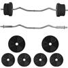 SPORTNOW Set di manubri da 25 kg, bilanciere con dischi di peso da 5 kg e 2,5 kg, barra lunga, con impugnatura antiscivolo, esercizi di fitness a casa e palestra, nero