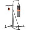 HOMCOM Stazione Multiuso Regolabile con Sacco da Boxe 20kg e Punching Ball per Allenamento Pugilato