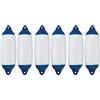 CLICSON® - Kit 6 Parabordi Gonfiabili per Imbarcazioni. Dimensioni 120x450 mm + 6 Cime Impiombate per Parabordi 6mm Colore Blu 1,5 M