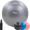 KM KM Fit KM-Fit palla per esercizi 65cm | palla per allenamento con pompa ad aria compressa | palla per fitness, yoga, ginnastica, core training | palla per yoga pezziball senza BPA | grigio