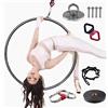 NUNETH Cerchio Aereo Cerchio Aereo per Fitness/Danza per Adulti Ragazzi Bambini, 85cm/95cm/100cm Home Gym Outdoor Antenna Yoga Anello Lyra Hoop, Oggetti di Scena da Circo Acrobatico ( Color : Silver , Size :