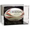 Sora Vetrina espositiva per Palle da Rugby (Misura 5) con Base Nera e Pannello Posteriore Nero