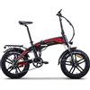 Tecnobike Shop Bici Bicicletta Elettrica Pedalata Assistita e-Bike con Pedali Pieghevole e-Bicycle RKS Sport Bike RD8 250w 48v Dallas Batteria Litio Freni a Disco Idraulici (Rosso)