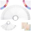 AiQInu 100 Pezzi Unghie Espositore, Tip Unghie Espositore in Trasparente, Positore Unghie Ventaglio, Unghie Finte per Salone di Bellezza e Principianti Con Adesivi Numerati 1-100 (Rotondo)