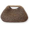 DUST/ROSE Clutch all'Uncinetto Metallizzata Bronzo, Fatta a Mano in Eco Pelle, con Tracolla Rimovibile, 28x16x14 cm