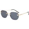 JRLLFD Occhiali da sole senza montatura in metallo con lenti sfumate gialle Donna Uomo Occhiali da sole con tonalità quadrate Occhiali da sole senza cornice, C1 GRIGIO, Taglia unica