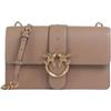 Pinko Love One Classic, Borsa in Pelle, 27 x 16,5 x 7 cm, Biscotto, con Tracolla Regolabile e Dettaglio Catena