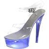 Generic Sandali da donna bohémien con tacco basso trasparente sexy scarpe con tacco alto con luci colorate per le donne piattaforma da 15 cm per sandali da donna, bianco, 37 EU