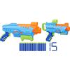 Nerf Elite Jr - Set Ultimate Starter, 2 blaster in gommapiuma facili da usare, 15 dardi Nerf Elite, 2 bersagli, per giochi all'aperto