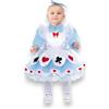 KORAT - Costume Alice Lusso Neonato Bambina 10/12-25/36 Mesi - Vestito Carnevale con Grembiule Incorporato Fuson e Frontino - Travestimento Fiaba Elegante Pegasus (1, Celeste, 13/18 Mesi)