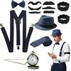 TOPBELIEF 13 accessori da uomo anni '20, costume da gangster anni '20, accessori da uomo per Halloween, feste retrò ruggenti, feste in costume del Grande Gatsby, 13 pezzi