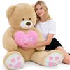 MorisMos Orso Peluche Gigante con amore 130cm - Orsacchiotto XXL Morbido, Orsetto di Peluche Grande per Fidanzata, Regali per Lui e Lei, Bambini, Compleanno e Natale