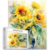 Tucocoo Girasoli Puzzle per adulti 1000 pezzi, puzzle astratto acquerello floreale arte 50 x 68 cm puzzle colorati fai da te per la decorazione della casa, puzzle familiare perfetto per serate di