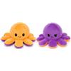 Generisch Peluche polpo reversibile, 30 cm, polpo di peluche con due emozioni, morbido peluche - regalo per bambini (arancione, viola)