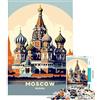 FHseDFH Puzzle per adulti da 1000 pezzi Cattedrale di San Basilio Mosca Russia Puzzle da 1000 pezzi decorazione da parete per divertimento in famiglia regalo di compleanno (50x75cm)