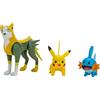 Pokémon PKW2676 - Confezione da 3 statuine da battaglia con 2 Mudkip, Pikachu e Boltund da 7,6 cm, dettagli autentici