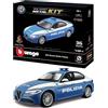 Burago BBURAGO Model Kit Giulia Polizia - Modellino Realistico Auto in Scala 1:24, Licenza Ufficiale Polizia e Alfa Romeo, Età Consigliata 14+ Anni