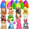 Generico Uova di Pasqua Dorate Preriempite - Design Innovativo da 12 Pezzi, Uova di Pasqua Piene di Mini Peluche di Animali di Peluche | Ripieni di Cestini di Pasquaa per Giochi di Caccia per Bambini