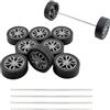 URIMPAVIDO 10 ruote per auto giocattolo in gomma con albero in metallo, assi rotondi per auto RC, camion, robot, modellini fai da te, accessori di ricambio (2,5 x 38 mm)