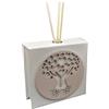 oggettando Profumatore in Ecopelle bianco ALBERO MANI CUORI Bomboniere Matrimonio, Battesimo, Comunione, Cresima, Laurea, Anniversari di Matrimonio e regali utili, originali ed economici. (Legno Tortora)