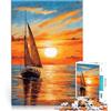 AITEXI Puzzle da 1000 pezzi per adulti Dipinto di tramonto in barca a vela Giocattoli educativi Ogni pezzo è unico - Gioco divertente e stimolante per tutta la famiglia 38x26cm