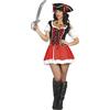 FIESTAS GUIRCA | Costume da Corsara per Donna (42-44/L) - Cappello e Vestito - Costumi da Pirata per Halloween, Carnevale e Feste in Maschera - Ideale per Adulte - Rosso e Nero