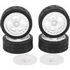 Bnineteenteam Pneumatici per Ruote RC, 4 Pezzi di Pneumatici in Gomma per Auto da Rally Piatti 1/10 RC con Aletta per Parti di Aggiornamento Dell'auto(Bianco) Flauta, Flauta