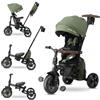 QPLAY Triciclo evolutivo QPLAY Comfo Max 7 in 1 multi accessoriato, fronte strada e fronte mamma, reclinabile, adatto a bambini dai 10 ai 72 mesi, pieghevole, portata fino a 25 kg (Verde)