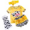 Toddmomy Abbigliamento Cotone, Completo Bambina Giallo | Bambole Neonate e Reborn, Set di 4 Pezzi Comodi e Sicuri, Taglia 50-55cm, Stile Giallo