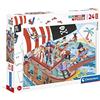 Clementoni - 24209 - Supercolor Puzzle - Pirates - 24 maxi pezzi - Made in Italy, puzzle bambini 3 anni, puzzle per bambini, puzzle fantasy, puzzle illustrazione