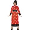 FIESTAS GUIRCA | Costume Cinese Donna (42-44/L) - Kimono e Fascia - Costumi Asiatici, Ninja e Geisha per Halloween, Carnevale e Feste in Maschera - Ideale per Donne - Nero e Rosso